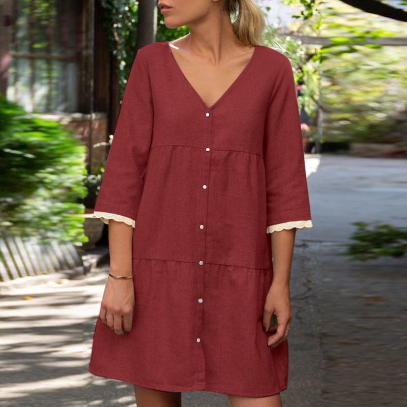 Damen-Kleid, elegantes Polyester, knielang-2