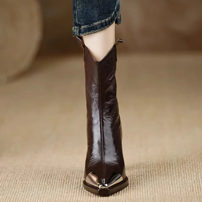 Damen Ankelstiefel Modern PU Eckige Zehenpartie Design 6