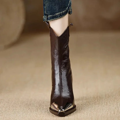 Damen Ankelstiefel Modern PU Eckige Zehenpartie Design 6