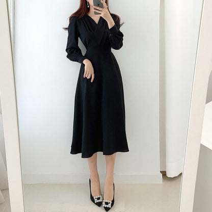 Damen-A-Linien-Kleid, Puffärmel, Polyester-6
