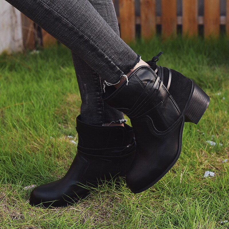Damen-Stiefel, Vintage Schnürung, Leder 8