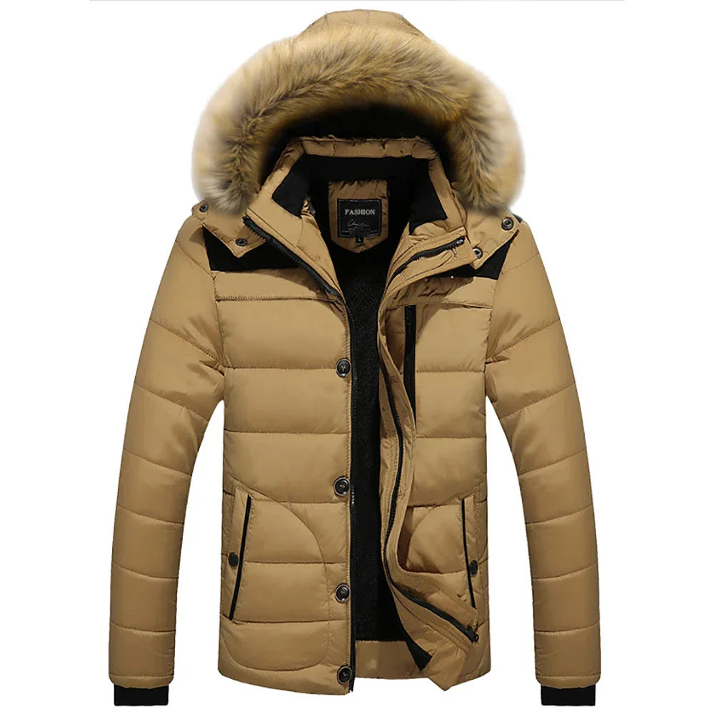 Variant image for Herren Winterjacke abnehmbarer Kapuze Thermische Isolierung Synthetischer Pelz-13