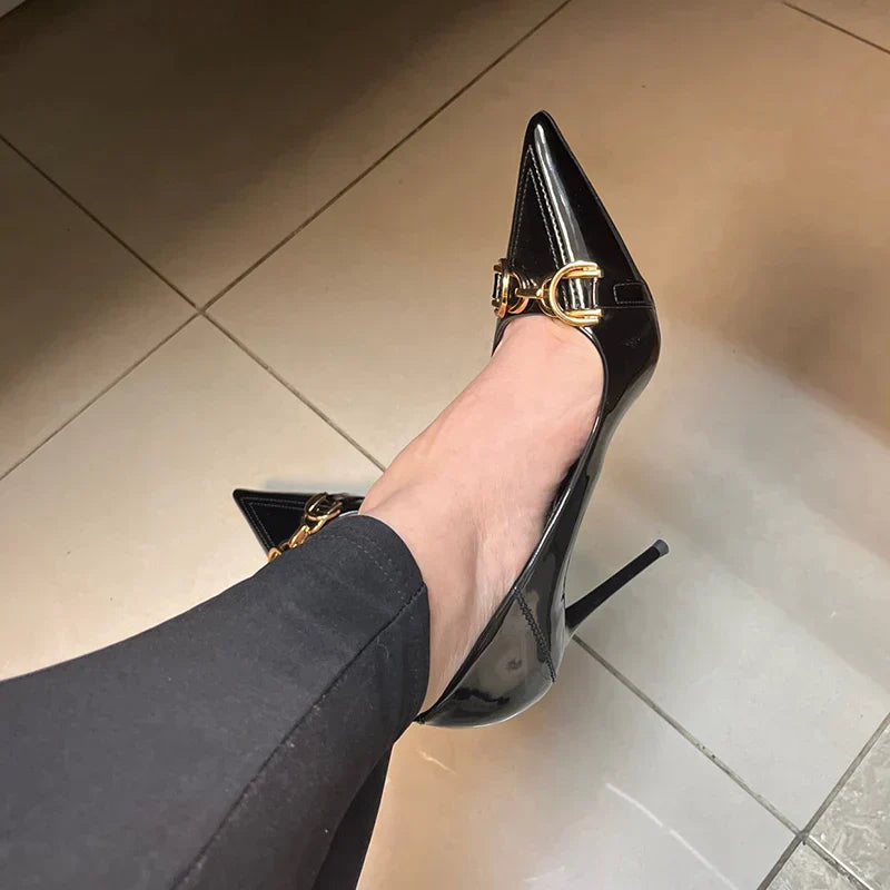 Damen-Absatzschuhe, hoher Absatz, modernes Synthetikleder-3