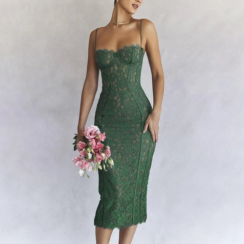 Damen-Midikleid, mit Spetsdetaljer, Polyester-1