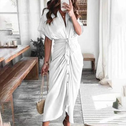 Damen-Sommerkleid, lang, Mittsommer, U-förmig, Polyester-3