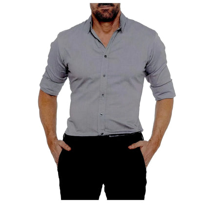 Variantenbild für Herrenhemd im klassischen Stil mit Reißverschluss aus 100% Baumwolle und langen Ärmeln-43