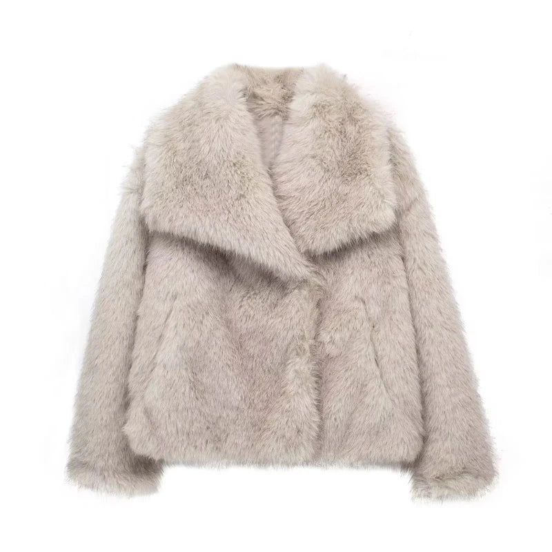Damen-Kunstfelljacke, lässiges Design, weich, Kunstfell-6