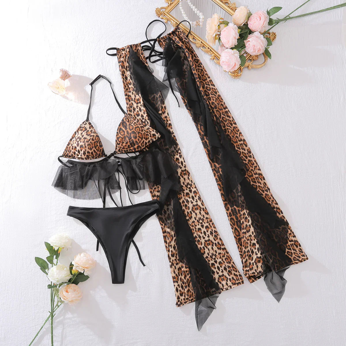 Damen-Unterwäsche-Set, Leopardenmuster, Polyester, schicke Damen-Unterwäsche-1
