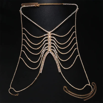 Damen-Körperschmuck, geometrisches Design, Metall, Strass-1