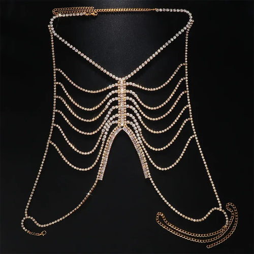 Damen-Körperschmuck, geometrisches Design, Metall, Strass-1