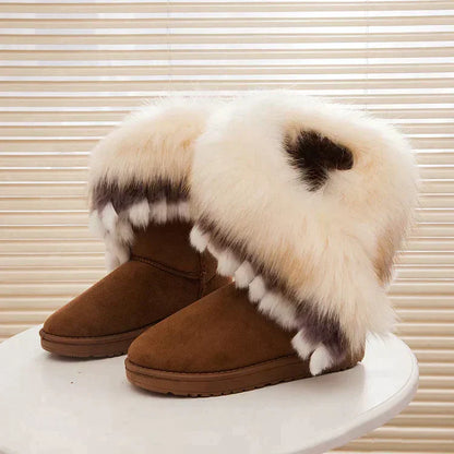 Gefütterte Damen-Winterstiefel, mit elegantem Design, aus synthetischem Pelz 6