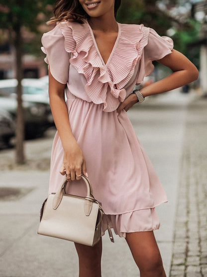 Damen-Minikleid, Rüsche, Polyester und Baumwolle 5