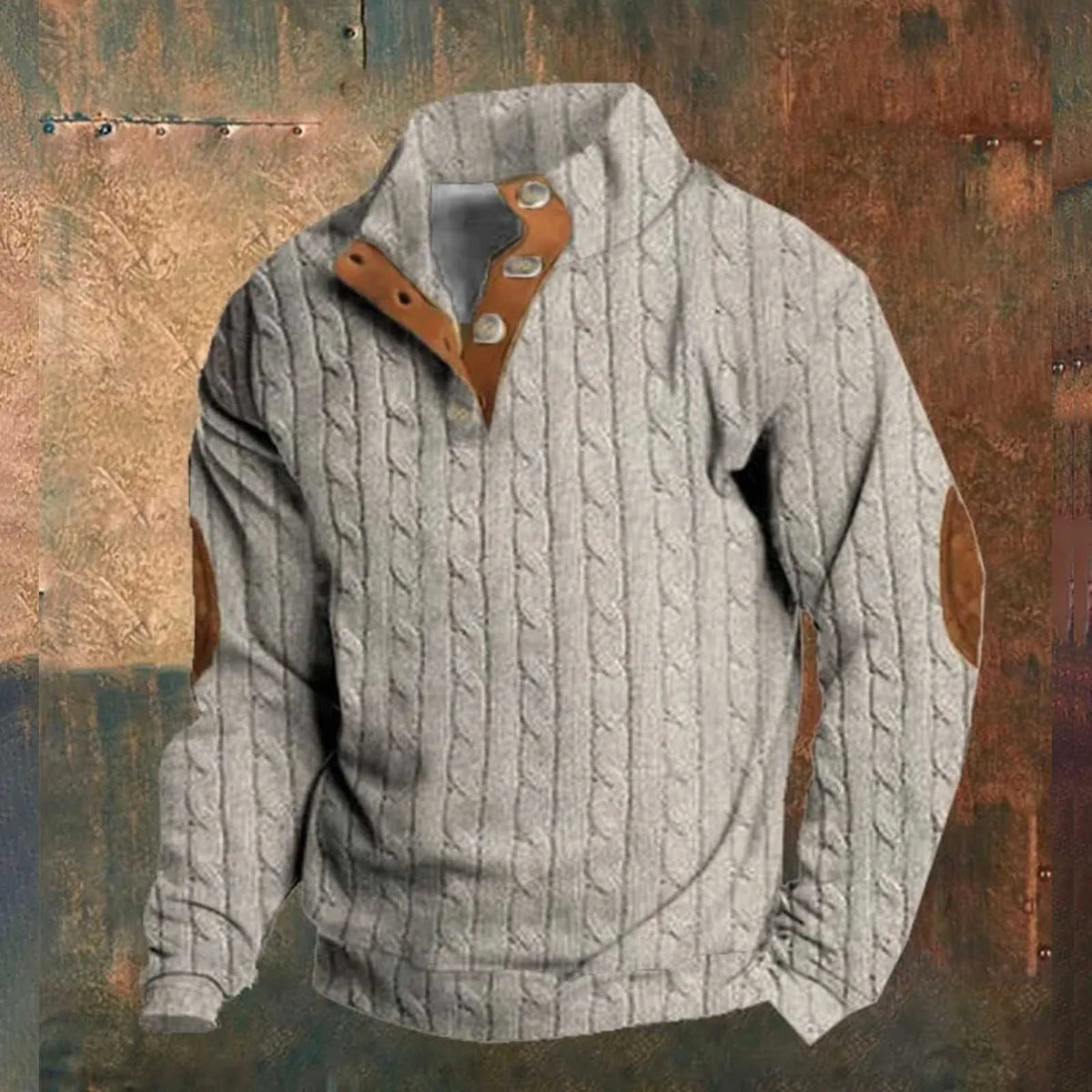 Variant image for Herren-Pullover, Knopfkragen, Jacquard, Muster, hochwertiger Baumwolle, Polyester-26