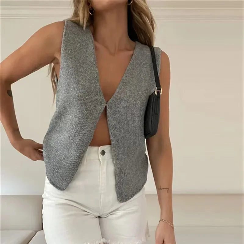 Damen Ärmelloses Top aus weicher Baumwolle Lockerer Stil 1