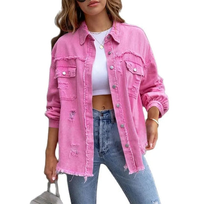 Damen-Denimjacke, klassischer Stil, 100 % Baumwolle-2