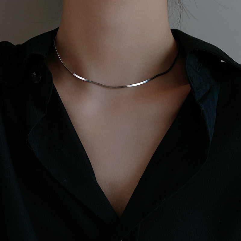 Damen-Halskette, Schlangenknochen-Design, 925, Sterling, Silber, verstellbar, Länge-6