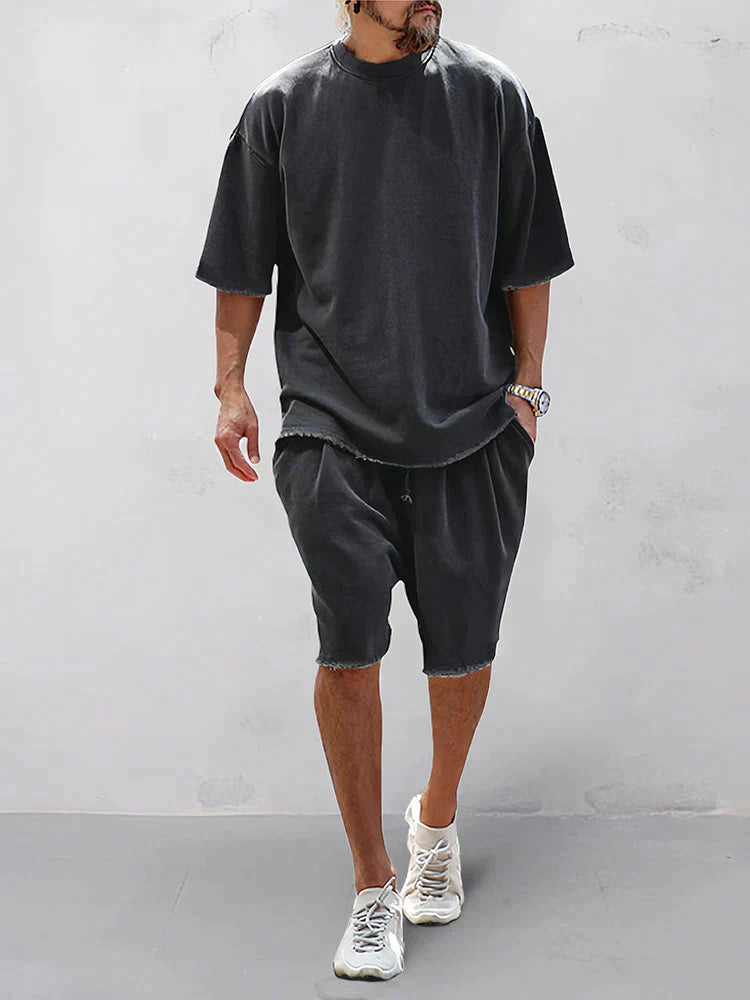 Damen Oversized Set Urbaner Stil Weicher atmungsaktiver Stoff-1