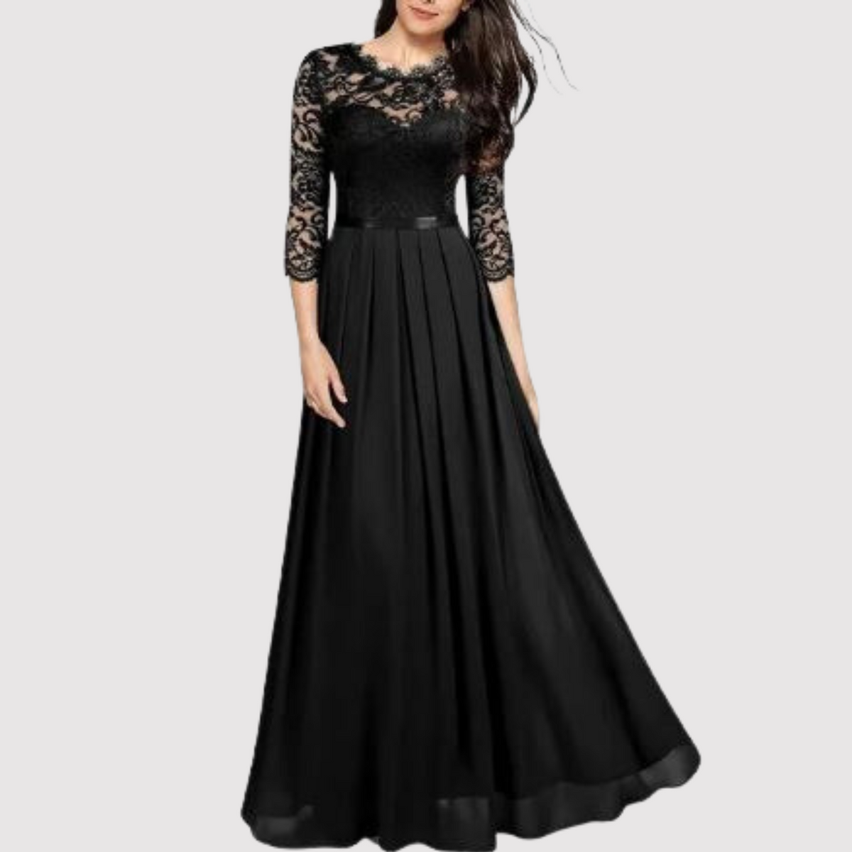 Damen-Kleid, eleganter Chiffon, Spitze-1