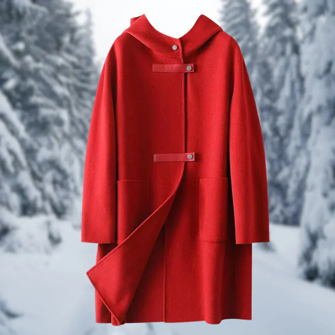 Langer Hoodie Damen mit Kapuze und großen Taschen aus Wolle und Polyester 9