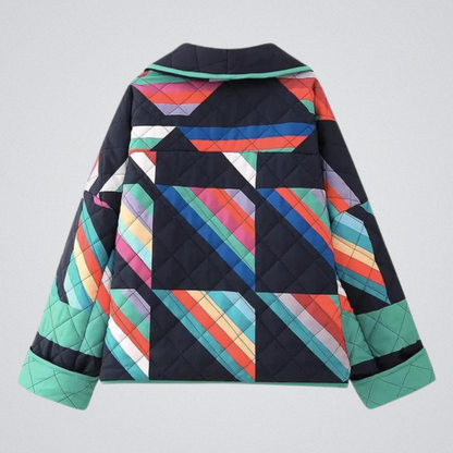 Damenjacke Lang Gepolstert Retrodesign aus flexiblem Material-2