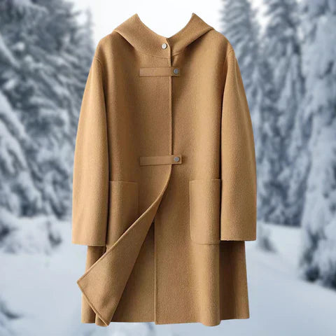 Langer Hoodie Damen mit Kapuze und großen Taschen aus Wolle und Polyester 1