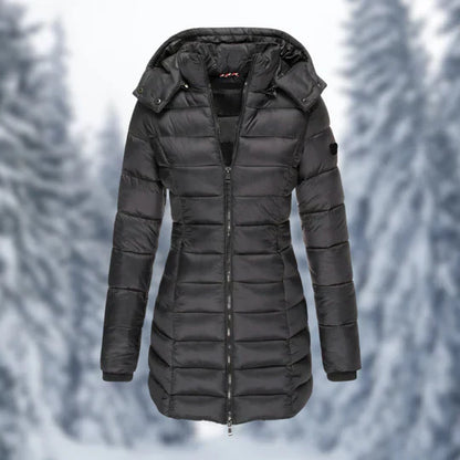 Variant image for Langer Wintermantel Damen mit Abnehmbare Kapuze Polyester Elegantes Design-7
