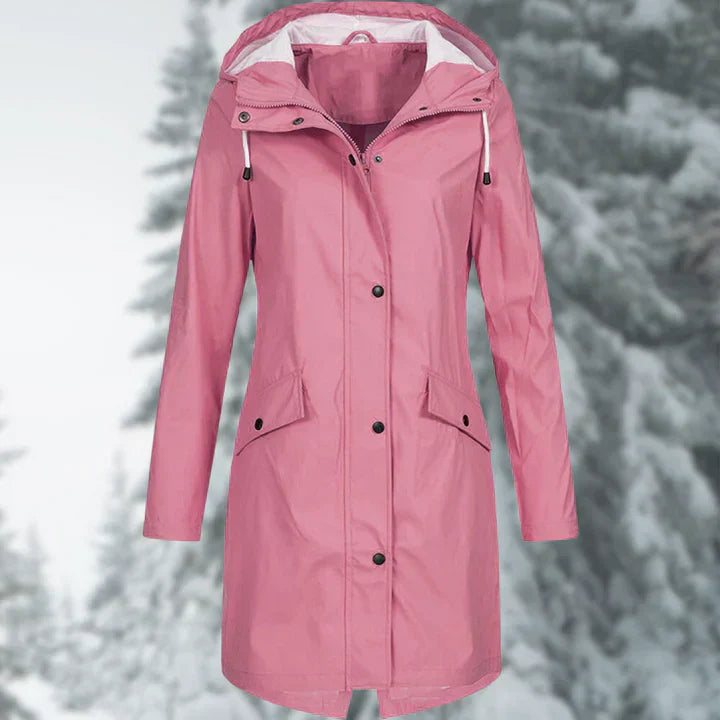 Variant image for Damen-Regenjacke, lang, wasserdicht, mit anpassbarer Kapuze-17
