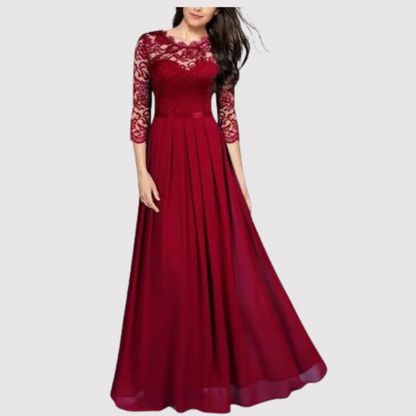 Damen-Kleid, eleganter Chiffon, Spitze-2