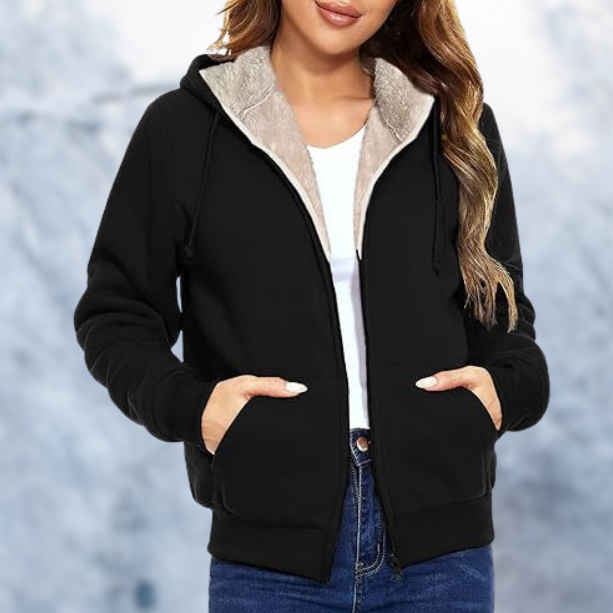 Herren-Winterjacke, Kapuze, Lammwolle, elegantes Design-2