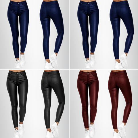 Hose Damen Casual Veganleder mit bequemer Passform-2