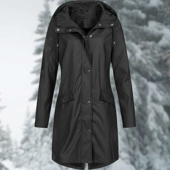 Variant image for Damen-Regenjacke, lang, wasserdicht, mit anpassbarer Kapuze-5