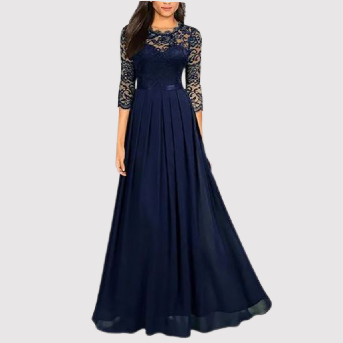 Damen-Kleid, eleganter Chiffon, Spitze-3