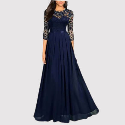 Damen-Kleid, eleganter Chiffon, Spitze-3