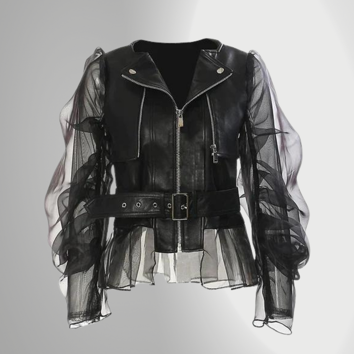 Damenjacke Leder Trendiges Design Hochwertige Materialien-1