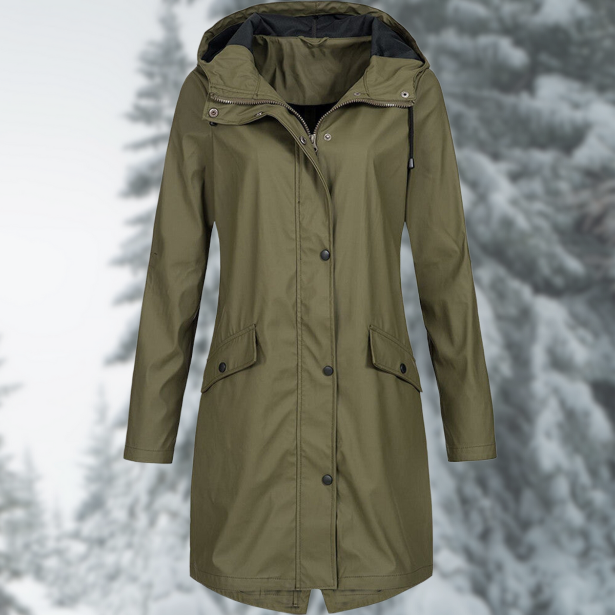 Variant image for Damen-Regenmantel, elegant, wasserdicht, Polyesterfaser-8