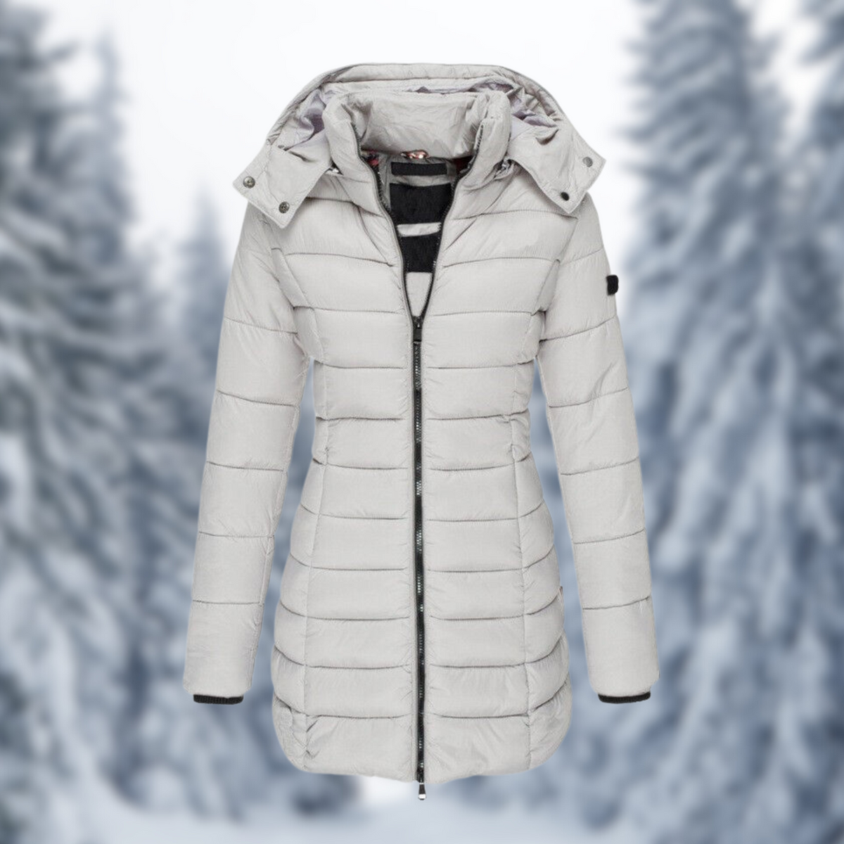 Variant image for Langer Wintermantel Damen mit Abnehmbare Kapuze Polyester Elegantes Design-25