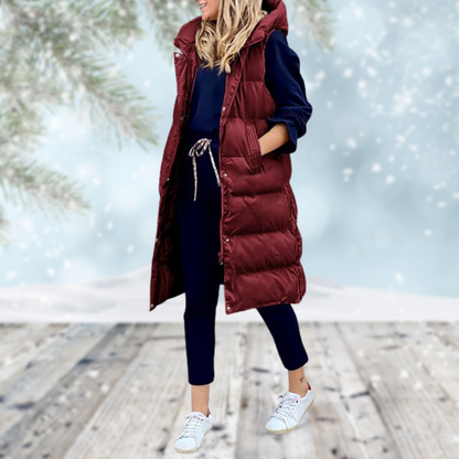 Damen-langer Mantel, elegant, hochwertiger Stoff-1