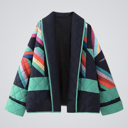Damenjacke Lang Gepolstert Retrodesign aus flexiblem Material-1