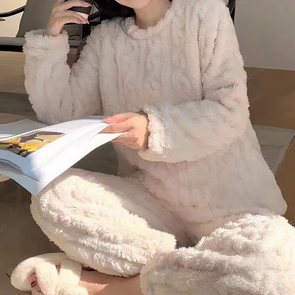 Variant image for Damen-Pyjama-Set aus dickem Samt für kalte Nächte-3