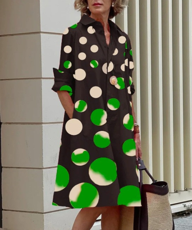 Variant image for Damen-Midi-Kleid, A-Linie, Polyester, mit Umlegbarer Kragen-31