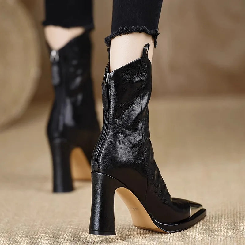 Damen Ankelstiefel Modern PU Eckige Zehenpartie Design 4