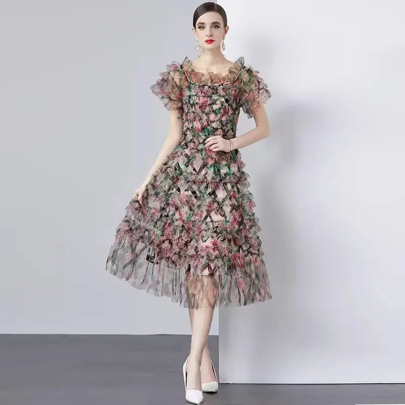 Variant image for Damen-Midikleid, A-Linie, eckiger Ausschnitt, Baumwollmischung-1