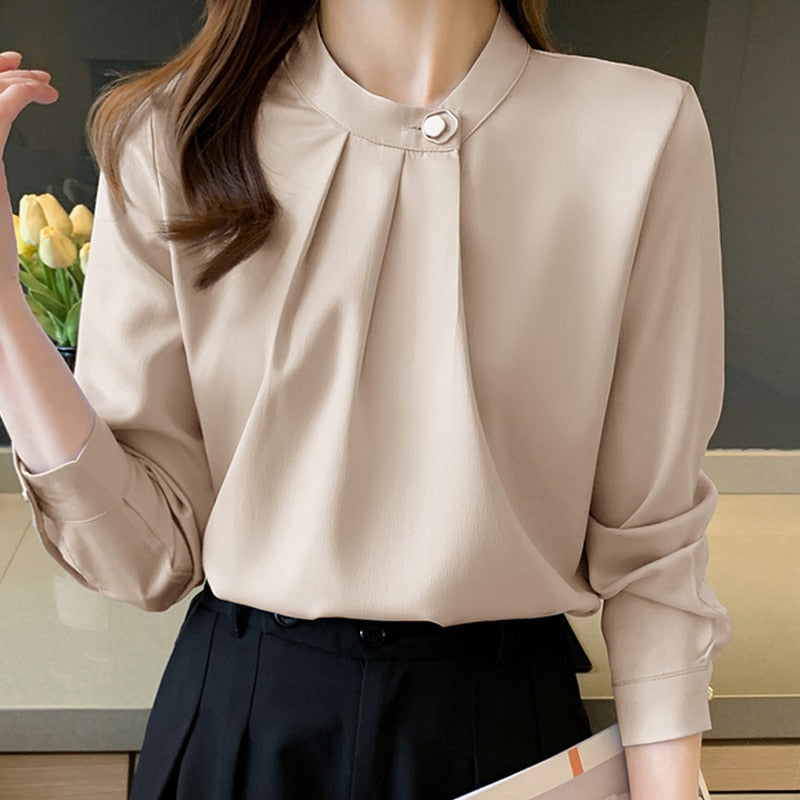 Variant image for Damen Bluse Elegant Synthetikmaterial Lange Ärmel-7