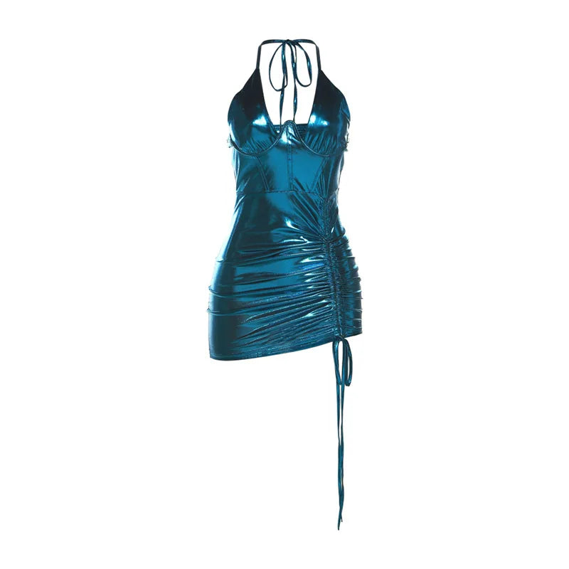 Damen-Minikleid, V-Ausschnitt, ärmelloses Polyester-6