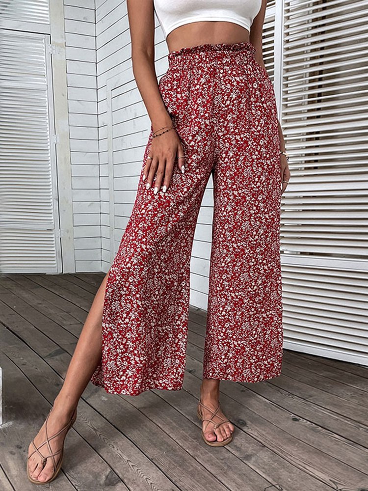 Schicke Damenhosen mit Blumenmuster aus 100 % Baumwolle-2