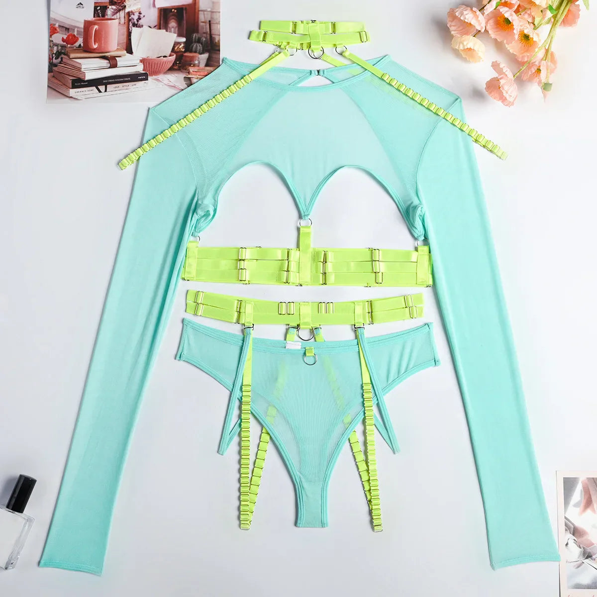 Variant image for Damen-Unterwäsche-Set mit Patchwork, Design aus Polyester und Elasthan-9