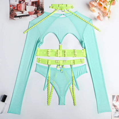 Variant image for Damen-Unterwäsche-Set mit Patchwork, Design aus Polyester und Elasthan-9