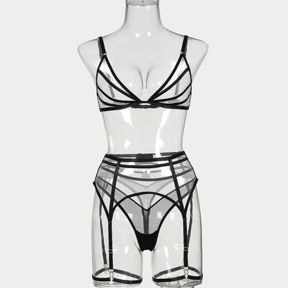 Damen-Unterwäsche-Set, geometrisches Muster aus Leinen und Spitze, schicke Damen-Unterwäsche-6