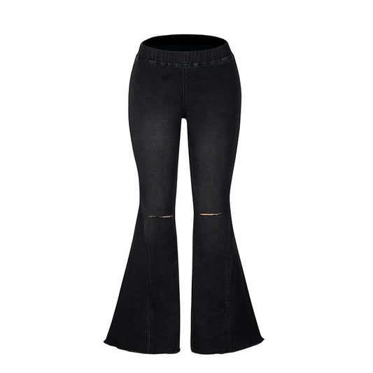 Damen-Jeans, hohe Taille, lockerer Schnitt, Baumwolle, Polyester, Elasthan-1