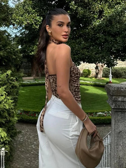 Damen-Set: ärmelloses Top, hoch taillierter Rock, leichtes Material-5
